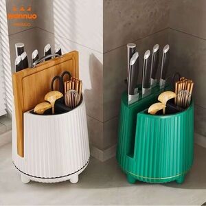 Wannuo Dual Knife and Utensil Holder  - White and Green